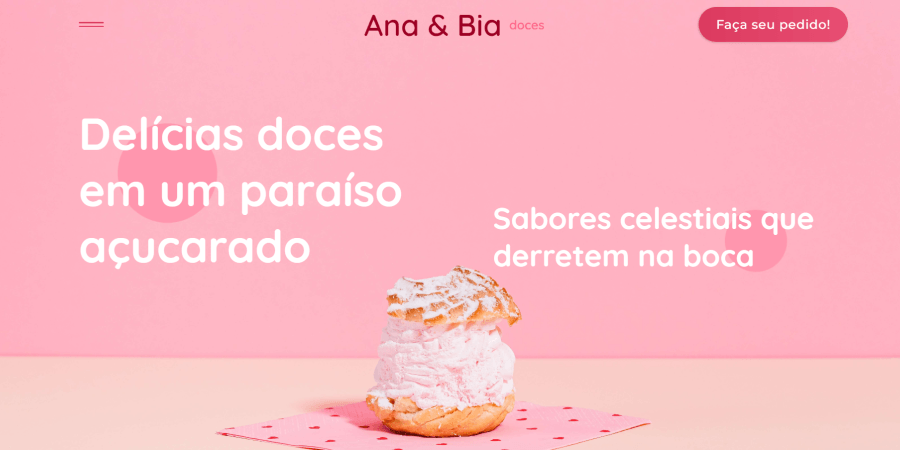 Tela do site da Ana & Bia Doces